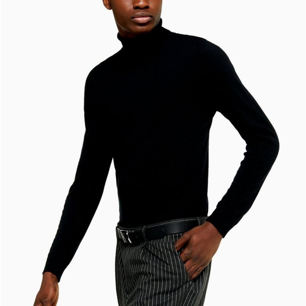 Topman Black Turtleneck Sweater for Men